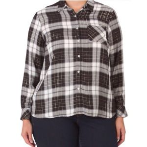 Ava James Plaid Woven Top (NWT) (Size: 2X)